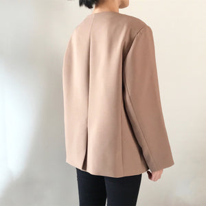 Collarless Double-Breasted Blazer