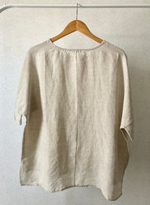 Round Neck Linen Blouse (2 colors)