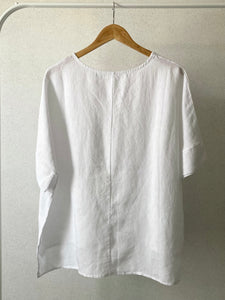 Round Neck Linen Blouse (2 colors)