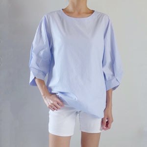 3/4 Sleeve Round Neck Blouse