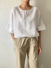 Load image into Gallery viewer, Round Neck Linen Blouse (2 colors)