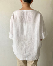 Load image into Gallery viewer, Round Neck Linen Blouse (2 colors)