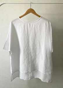 Round Neck Linen Blouse (2 colors)