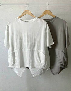 Back Button T-shirt Blouse (2 colors)